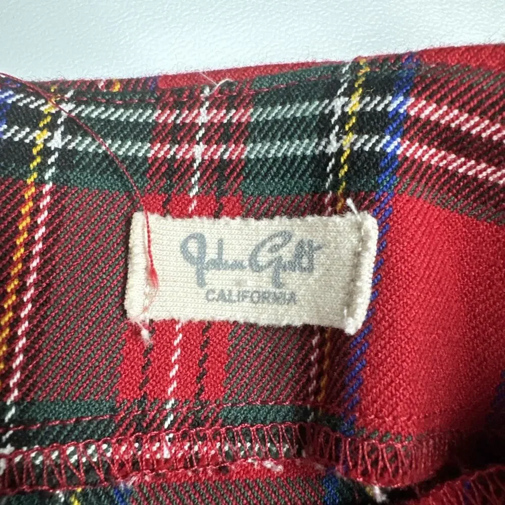 John Galt Red Plaid Mini Skirt Zip One Size Geek Preppy Academia EUC